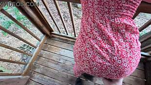 Hey, redhead slut grinds on cock outdoors!