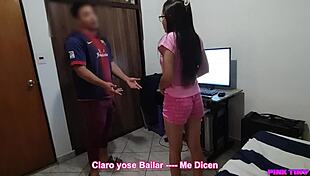 Friend teaches young teen reggaeton dance with inappropriate touching