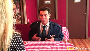 Two Officers Enjoy Blonde Babe