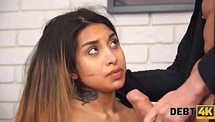 Witty Russian teen Roxy Lips initiates sex to delay debts