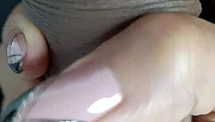 10 Inch Toy Teasing Her Pierced Nipples And Pussy Close Up