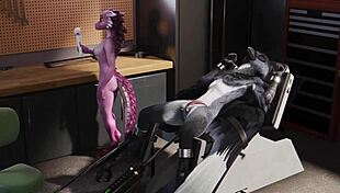 the furry bird is bound and milked by his girl