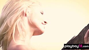 hungarian blondie mikki galante revels her fresh pussy on a floral meadow