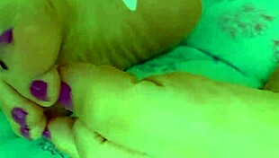 teeny mani nails glass dildo slides across soles painted toe nails