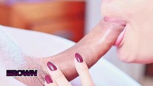 Intense Close-Up Blowjob in Bedroom with Cum in Mouth