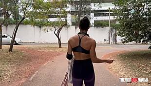 Latinas steamy gym workout ends with ass pounding