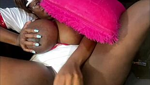 Ebony nurse prepares before starting her work shift