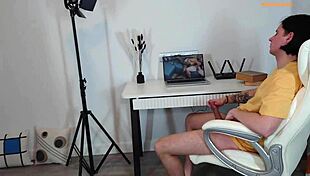 Karina Fox catches stepson jerking off and creampies her pussy in cowgirl, doggystyle, missionary, and spooning positions