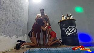 Live sex at pool party with latina bisexuals