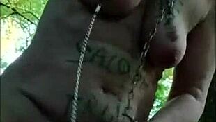 oh, the female slave is the slut in the forest. getting humiliated by the master