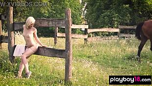 hungarian blondie mikki galante revels her fresh pussy on a floral meadow