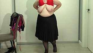 mature teacher chooses a bra for work big gorgeous boobs jump and pop out of bras saggy tits