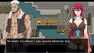 Fallen Makina gets tied up and convinces bandit Bardo with her body.