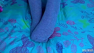 teeny mani nails glass dildo slides across soles painted toe nails