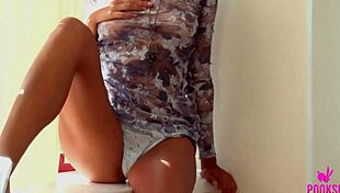 Horny Kylie P Rams Shaved Pussy Leaking Sticky Girly Cum