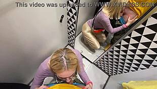 Cute Girlfriend Delivers POV Blowjob in Public Changing Booth