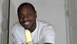 relaxing with banana eating, stretching, and pondering thankful words for thanksgiving holidays