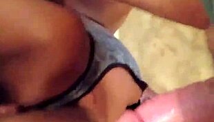 My ebony girlfriend gags on my bwc