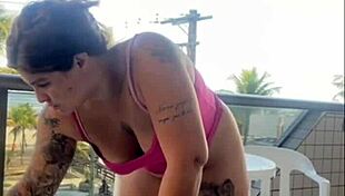 Husband caught me flashing on balcony in bikini