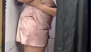 The big-assed woman with a giant cock enters the famous Rio store's dressing room and fucks the client intensely until she orgasms