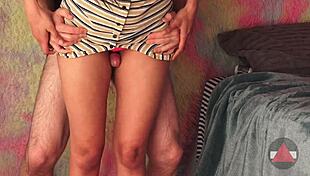 lifted up her skirt then fucked her thighs