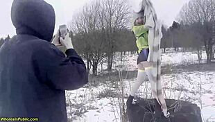 my girlfriend enjoys a deep outdoor adventure in the snow