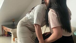 fucking on the couch with strapon dildo 😈