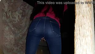 Stranger masturbates in jeans until orgasm in abandoned spot