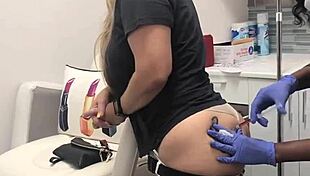 Injection In The Spa To Blonde Client With Butt Tattoo Session 2