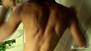 tarynn flower power spreads and dances in fetish striptease