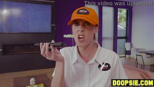 two horny technicians caught snooping and punished by busty milf 😈