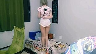 Just a naughty skinny girl playing with her body and getting fun