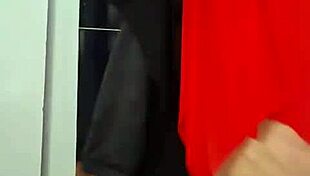 Mom applying cream in just her underwear, teasing with every stroke