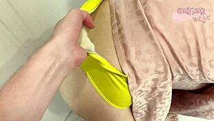 my pervert boyfriend made me pick up dirty laundry so he could wedgie me and cum on my big ass.