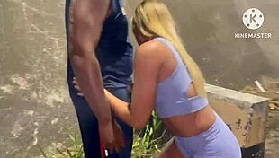 Wife cheats on husband right on the street after the car runs out of gas, and the cuckold even hugs the guy