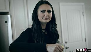 Young woman outsmarts coworker in kitchen after work