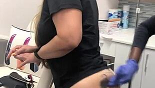 Injection In The Spa To Blonde Client With Butt Tattoo Session 2