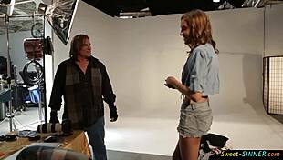 Sexy teen model fucks photographer hard