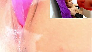 at the vibrator of the pussy became very wet and and she cum!