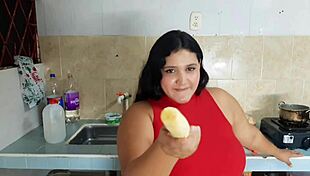 big ass ebony gets ridden in kitchen by muscular guy