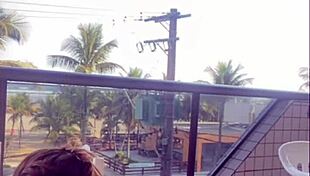 Husband caught me flashing on balcony in bikini