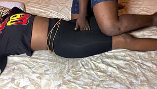 The slimthick African teen with a tight pussy gets passionately fucked by her lover.