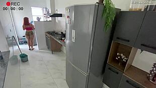 Hidden camera captures employee in provocative shorts teasing and engaging in voyeuristic acts