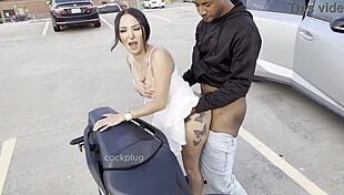 cheerleader skirt flips up bent over motorcycle for first bbc outdoors