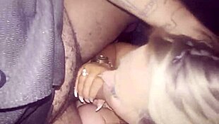 blonde babe deepthroats monster cock then begs cumshot on her pretty face before bed