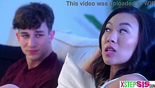 Korean stepsis Kimmy Kimm sneaks stepbro fuck at slumber party!