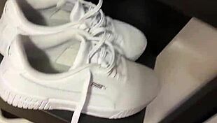 girl's early morning barefoot tease with smelly nylon socks fetish