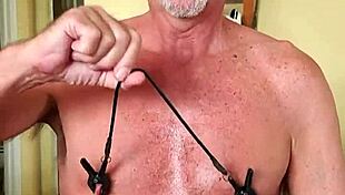 Pervy Papifacheros' Nipples Dial Up His Hard Dick