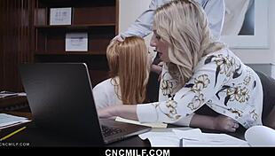 freeuse boss fucks two milfs doggystyle cowgirl office