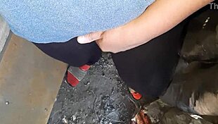 village girl teases pussy at lunch